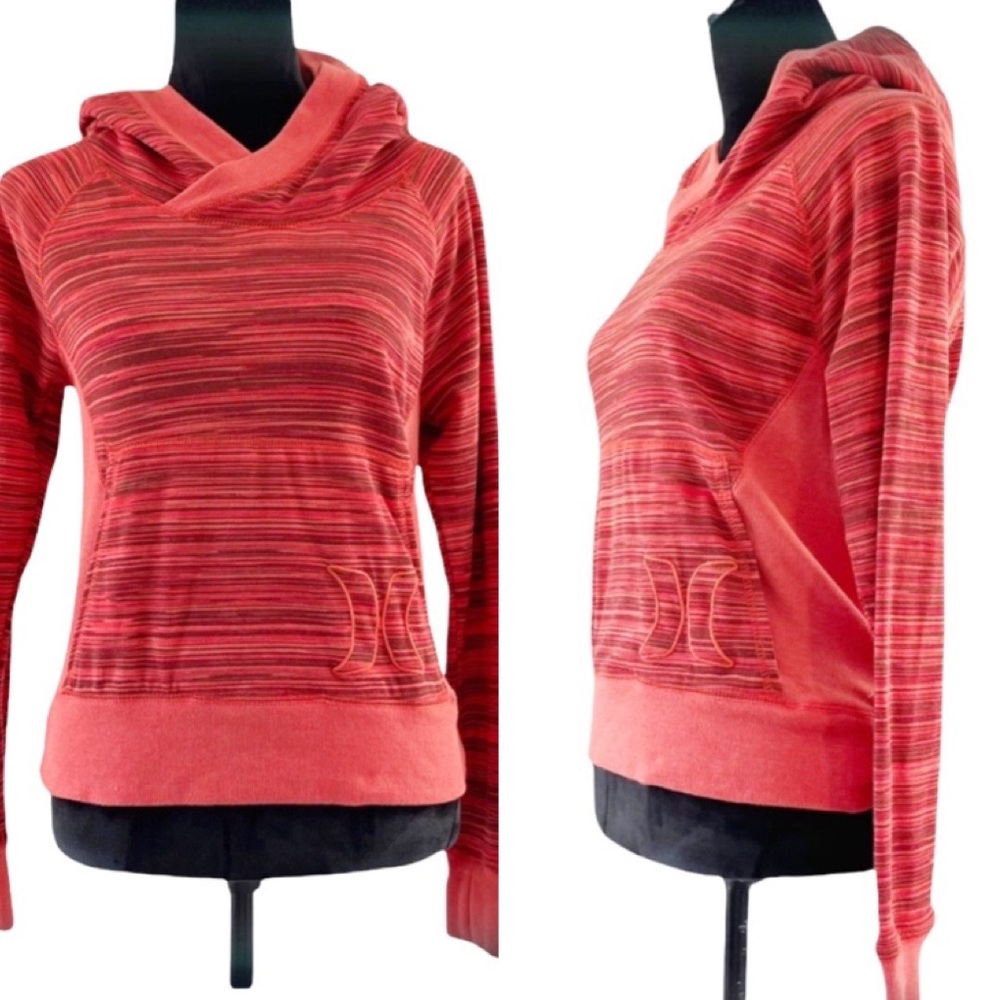 Hurley Beachwear Hooded Bright Orange Pullover Sweatshirt Sz XS EUC